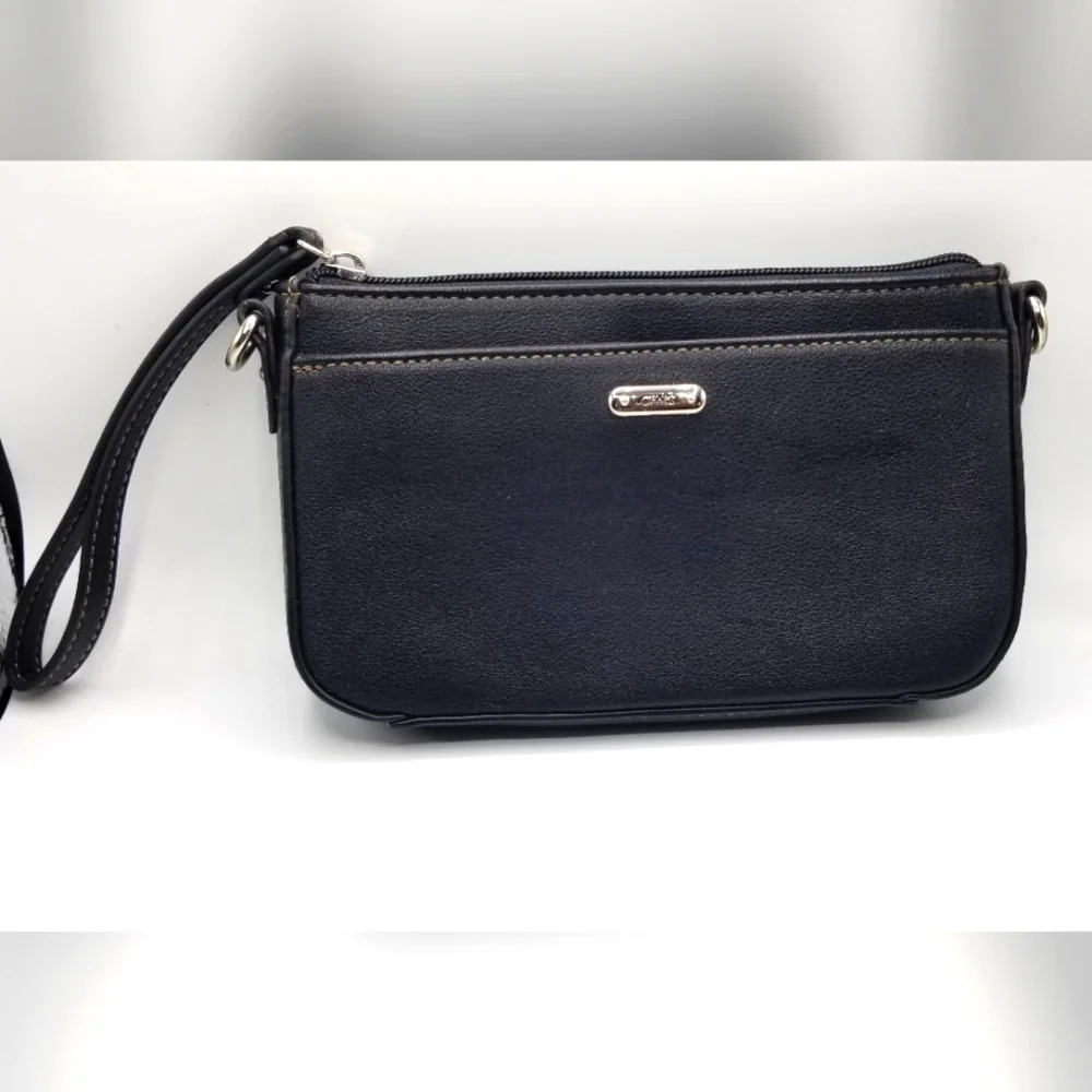 Chaps All Black Multi Compartment Wristlet Purse